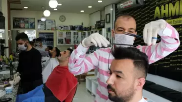 Maskeli eldivenli tıraş