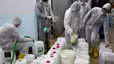 Tekirdağ'daki meslek lisesinde 6 ton dezenfektan üretimi