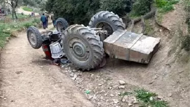Devrilen traktörün sürücüsü yaralandı