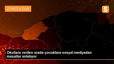 Okullara verilen arada çocuklara sosyal medyadan masallar anlatıyor