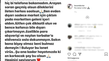 Levent Dörter'den yeni paylaşım: 'Sakın hafife almayın ve evde kalın'