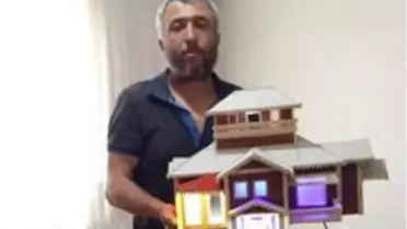 Korona virüs işsiz bırakınca ustalığını maket villa yaparak sergiliyor