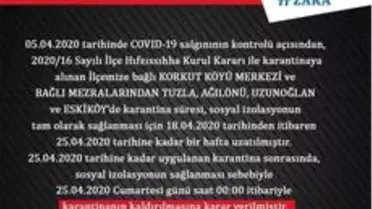Sivas'ta 1 köy ve 4 mezranın korona karantinası kaldırıldı