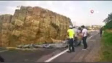 Son dakika yerel: Freni boşalan kamyon, orta refüje çarparak yan yattı