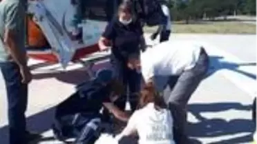 Üzerine televizyon düşen bebek helikopterle Ankara'ya gönderildi