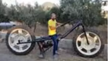 Sosyal medya fenomeni Sefa Kındır, traktör tekerli motosiklet yaptı