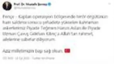 TBMM Başkanı Şentop'tan şehit 2 asker için başsağlığı mesajı