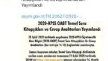 2020 KPSS Öğretmenlik alanı soru kitapçıkları yayımlandı