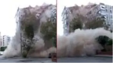 İzmir'deki depremde binanın çökme anı anbean kamerada!