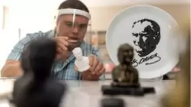 Son dakika haber... Özel çocuklar Atatürk'e olan sevgilerini çalışmalara yansıttılar
