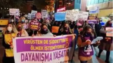 Korona tehdidine rağmen kadına şiddete tepki gösterdiler
