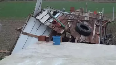 Manisa'da fırtına konteyner evi uçurdu: 2 yaralı