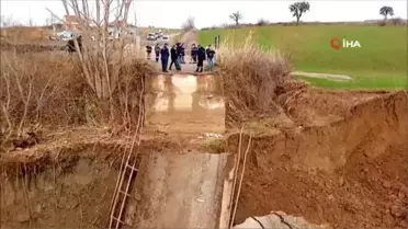 Son dakika haber... Tekirdağ'da korkutan görüntü: Köprü yıkıldı, iki ilçe arasında ulaşım sağlanamıyor