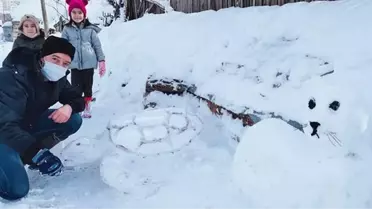 Son dakika haber | Çocukları için kardan yaptığı eserler büyük ilgi görüyor