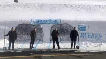 Artvin'de şoförler yaptıkları kardan tünel ile hükümetten destek istedi