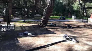 Kaş'ta kimliği belirsiz kişiler parkı tahrip eti