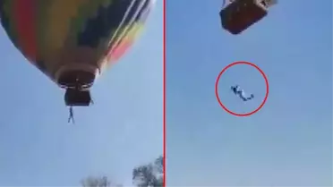 Balon turu yapan şahıs metrelerce yükseklikte dengesini kaybetti! Korku dolu anlar kamerada