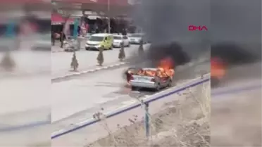 YOZGAT'TA HAREKET HALİNDEKİ OTOMOBİL YANDI