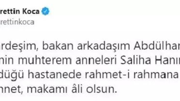 Son dakika... Bakan Gül'ün annesi Saliha Gül vefat etti