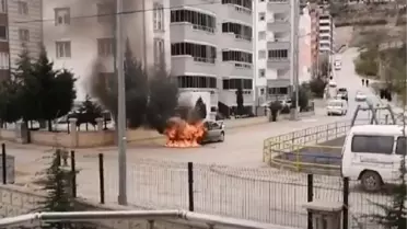 3 gün önce satın aldığı otomobil, alev alev yandı