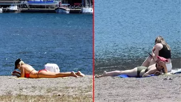 Tam kapanma öncesi denizin keyfini çıkardılar
