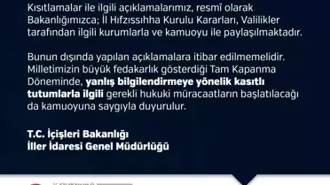 İller İdaresi'nden vatandaşlara uyarı