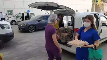 Sağlık çalışanlarına yumurta ile teşekkür etti