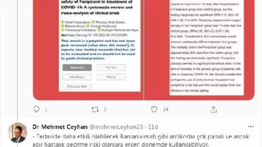 Prof. Dr. Ceyhan: Favipiravir önemli yan etkilere yol açmıyor