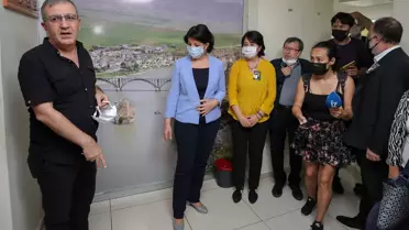 HDP Eş Genel Başkanı Buldan, silahlı saldırının gerçekleştiği partisinin İzmir İl Başkanlığında inceleme yaptı