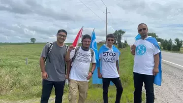Kanada'da yaşayan Uygur Türkü Bilal Malik, milletinin özgürlüğü için 380 kilometre yürüdü