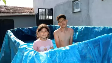 Serinlemek için römorku havuza çevirdiler