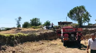 Çan'daki anız yangını evlere ulaşmadan söndürüldü