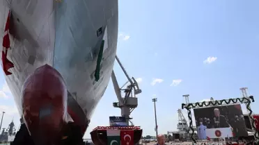 Cumhurbaşkanı Erdoğan, Pakistan MİLGEM Korvet Projesi 1'inci Gemi Denize İniş ve Açık Deniz Karakol Gemisi Projesi 1'inci Gemi Sac Kesim Töreni'nde...