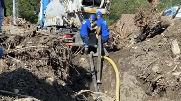 Altyapı hasarları giderilen sel bölgelerine içme suyu verilmeye başlandı