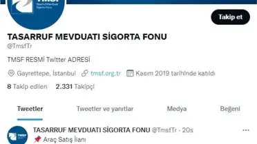 TMSF araç satış ihalelerini sosyal medyada duyuruyor