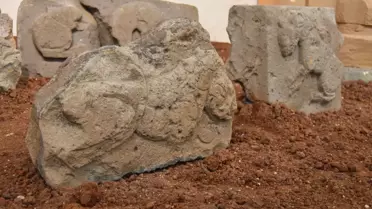 Ani'deki kazılarda bulunan asırlık aslan kabartmalı taşlar ziyarete açıldı