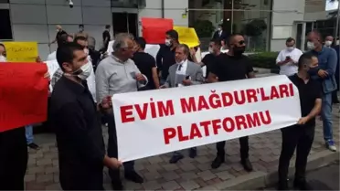 'EVİM' MAĞDURLARI TMSF ÖNÜNDE EYLEM YAPTI
