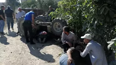 Kontrolden çıkan traktör devrildi: 2 yaralı