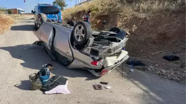 Takla atan otomobilin sürücü yaralandı; kaza anı kamerada