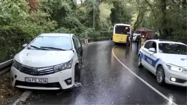 SARIYER'DE İETT OTOBÜSÜ 2 OTOMOBİLE ÇARPTI; ÖĞRENCİLER OKULA YÜRÜYEREK GİTTİ