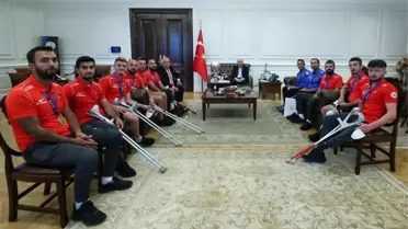 İçişleri Bakanı Soylu, Avrupa Şampiyonu Ampute Futbol Milli takımını kabul etti