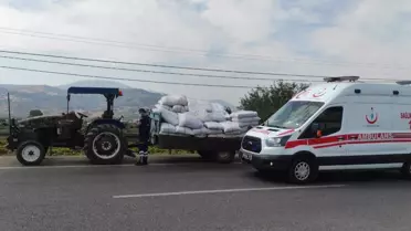Manisa'da traktör römorkundan düşen kişi yaralandı