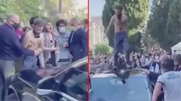 Boğaziçi Üniversitesi'nde arbede yaşandı! Rektör Naci İnci'nin arabasının üzerine çıktılar