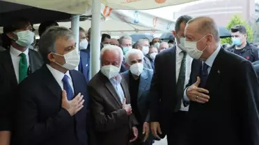 Milletvekili İsmet Uçma'nın cenaze töreninde Cumhurbaşkanı Erdoğan, Abdullah Gül ile selamlaştı