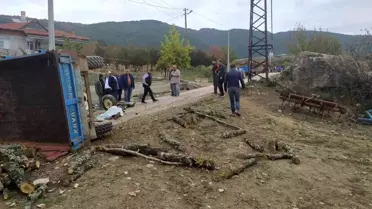 Odun yüklü traktör devrildi: 1 ölü, 1 yaralı