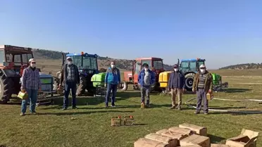 Kütahya'daki meralarda gübreleme çalışması
