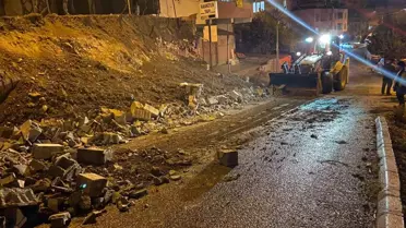 Kahramanmaraş'ta istinat duvarı çöktü