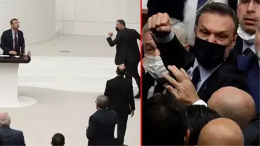 Meclis'te AK Partili Alpay Özalan'ın yumruğunu kaldırdığı anlar objektiflere anbean yansıdı