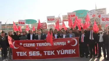 CİZRE'DE, TAHİR GÜVEN'İN ÖLDÜRÜLMESİNE 'TERÖRE LANET MİTİNGİ' İLE TEPKİ