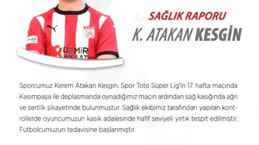 Sivasspor'da Rize maçı öncesi sakatlık şoku!